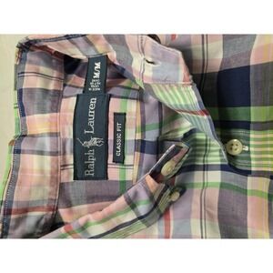 Ralph Lauren Shirt Mens Medium Multicolor Plaid Classic Fit Short Sleeve Preppy
